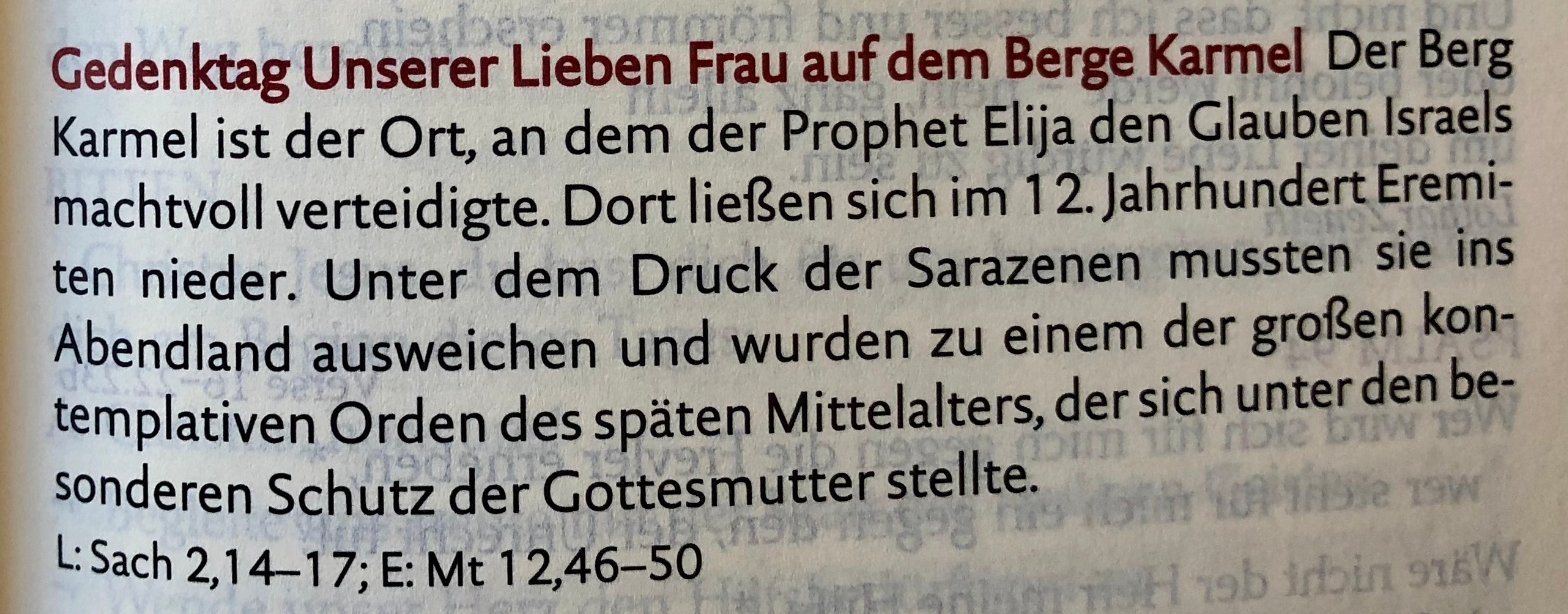 Karmelgedenktag Text (c) Gabi Pöge